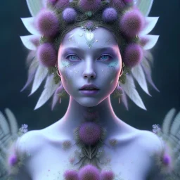 Portrait of beautiful girl, face dept of field,face shining, plant, metal, feathers,central weight average,Laplacian filt CWA Dryad,Median filter fae, sidhe, ominous, nature, plants, wildflower sparkle,wildflower 3d view, facepaint, dnd character portrait, intricate, oil on canvas, masterpiece, expert, insanely detailed, 4k resolution, retroanime style, cute big circular reflective eyes, cinematic smooth, intricate detail , soft smooth lighting, soft pastel colors