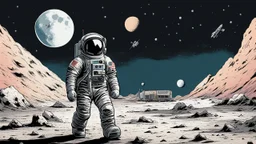 comic style, Moon landing