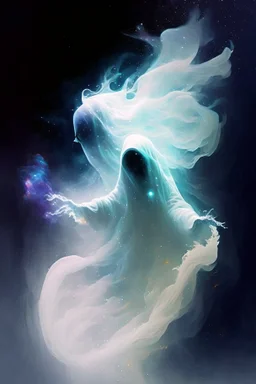 Paint a ghost spirit drifting through outer space.