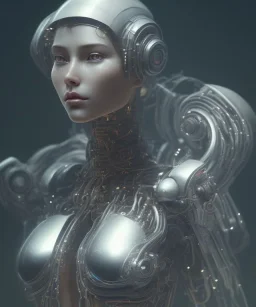 ultra detailed, mechanical cyberpunk female android, looking into the camera, intricate, elegant, super highly detailed, professional digital painting, artstation, concept art, smooth, sharp focus, no blur, no dof, extreme illustration, unreal engine 5, photorealism, 8k, cinematic, art by artgerm and greg rutkowski and alphonse mucha and loish and wlop