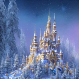  white and gold crystal castle，waterfall, winter snow flakessnow, northern Lights, full of details, smooth, bright sunshine，soft light atmosphere, light effect，vaporwave colorful, concept art, smooth, extremely sharp detail, finely tuned detail, ultra high definition, 4 k, unreal engine 5, ultra sharp focus