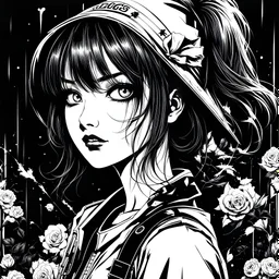 2dcg,retro art style,black and white color,B&W,gore,violence,cute girls,disturbing