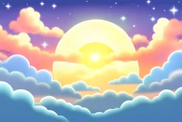 sunset sky background with clouds and stars for game inspired slavic mythology