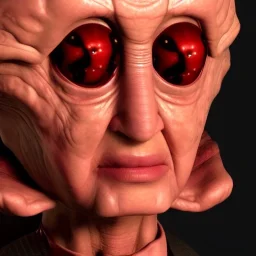 The face of a female Davros from Doctor Who, photo-realistic