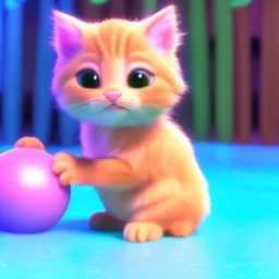 Cute kitten playing with a ball of string