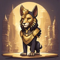 Lion of the Golden City in cute anubis art style