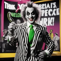 think about a commercial poster script with a trader on awarding floor in a beetlejuice outfit pointing his finger to the camera with a smile, saying "yes, like this." Bigger! Wilder! Whoa!
