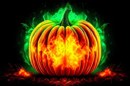 magic pumpkin that is a portal to another scary dimension with lots of autumnal colours and vapor effects