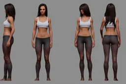 Female character 19 years full anatomy Proportions of the character the head-to-body ratio . Create a distinctive silhouette that helps the character stand out and be easily recognizable Design the character's face, including the shape of the head, eyes, eyebrows, nose, mouth, and ears. Consider the . Front, Side, and Back Views: Provide multiple views of the character, including front, side, and back mode sheet .
