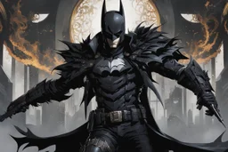The batman who laughs in 8k solo leveling shadow artstyle, darkness them, cover all face, full body, apocalypse, cover eyes, intricate details, highly detailed, high details, detailed portrait, masterpiece,ultra detailed, ultra quality