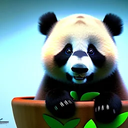 cute baby panda, by pixar