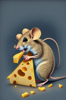 Design of a mouse eating cheese