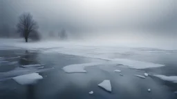 Photoreal paint frozen in ice fog