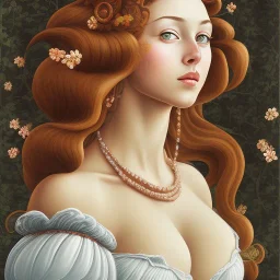 portrait of a beautiful brunette busty woman Sandro Botticelli style