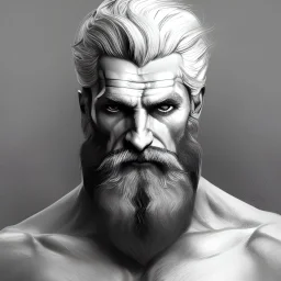 painted portrait of rugged odin, god of war, nordic god, white hair, masculine, mature, handsome, upper body, grey and silver, muscular, hairy torso, fantasy, intricate, muscular, elegant, highly detailed, digital painting, artstation, concept art, smooth, sharp focus, illustration, art by gaston bussiere and alphonse mucha