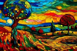 landscape, surreal, colorful painting, Modifiers: beautiful high definition Van Gogh acrylic art