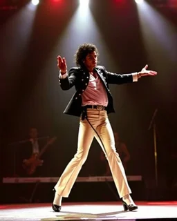 Michael Jackson performing dancing moon Walker on stage