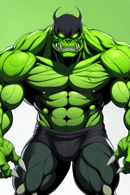 Anime man side character with huge muscles body looks lime monsters ,( wearing a black mask)