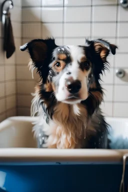 صورة كلب يستحم