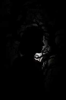 A twisted silhouette, blending into the darkness.