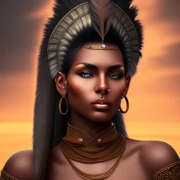 fantasy setting, woman, dark-skinned, indian, mohawk haircut
