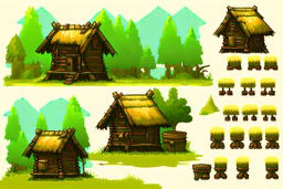 old Russian huts sprite sheet for 2d horizontal platformer