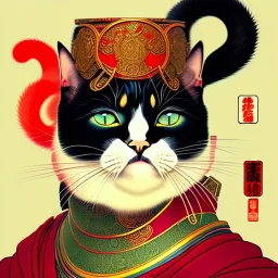 Ukiyo-e Style ,cats, with full details, full HD