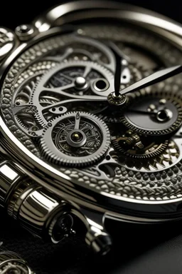 Highlight the intricate details of a white gold men's watch, emphasizing craftsmanship. Showcase close-up shots of the watch face, hands, and any unique features that reflect precision and attention to detail.
