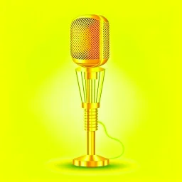 Retro Golden Microphone With Stand Vector Record Stage Live Concert On Air Illustration
