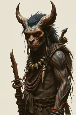 beast Primitive, rugged features, with ritualistic tattoos, markings, or natural adornments like bone or wood. They could have versions of animal-like traits or clothing made from intergalactic resources.
