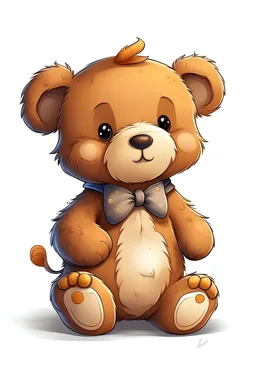 2D art for one cute Teddy Bear , white background, full body, cartoon style, no shadows.