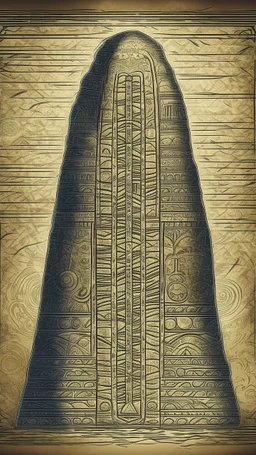 Synthography Art in painting style of a Hammurabi's stele with visual details of summerian shapes and symbols textures