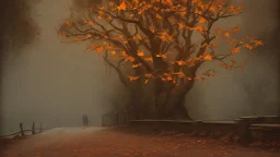 fall tree under Streetlight by Andrea del sarto