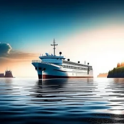 i want to create ai image for photo backgrounds of a ship parked on the shoreof a beautiful