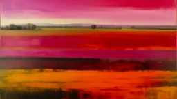 Magenta oracle farmlands with orchards painted by Mark Rothko