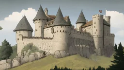 medieval castle, comic style