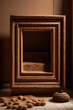 A picture frame in a room made of Arabic clay