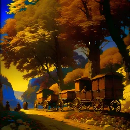 gypsy wagons, Maxfield Parrish