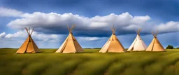 Prairie landscape, living skies, 3 teepees, historically authentic, summer