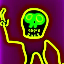 neon skeleton doing a dab