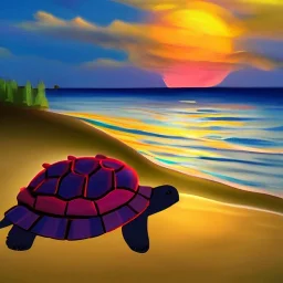 cartoon turtle and sunset