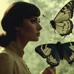 [The Duke of Burgundy] A woman who studies butterflies and moths tests the limits of her relationship with her lesbian lover. [vintage style noisy scratches glitches, Shot the texture and then rewound the film and double exposed from a 1970 B series movie]
