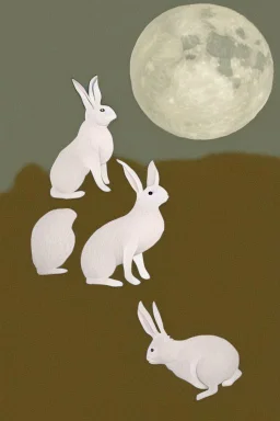 Two rabbits in the moon