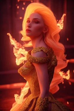 portrait of princes set in magic fire, cinematic lighting, photorealistic, realistic, detailed, volumetric light and shadow, hyper HD, octane render, unreal engine 5 insanely detailed and intricate, hypermaximalist, elegant, ornate, hyper-realistic, super detailed --v 4