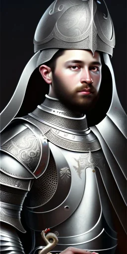  intricate, sharp focus, illustration, highly detailed, digital painting, concept art, matte, art germ and Paul Lewin and Kehinde Wiley, Medieval Arab knight, wearing a silver helmet engraved with Arabic motifs, black eye, chin