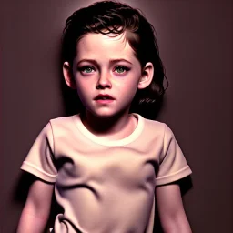 Kristen stewart toddler, full body, dramatic lighting, hyper realistic