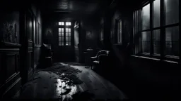 How could someone living on the second floor understand the misery of the one on the ground floor? high contrast, detailed, dark , noir, thriller, deep dark colors, gloomy, cinematic