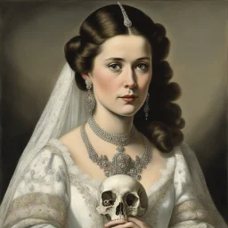 Hamlette, Princess of denmark, asking to herself "be or not to be..." she looks at a skull