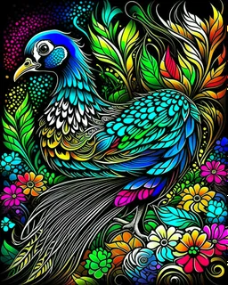 colorful peacock, black backwound, adult book cover