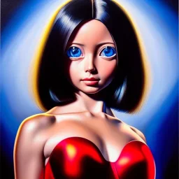 Ultra detailed fullbody Portrait in oil on canvas of Alita,extremely detailed digital painting, extremely detailed face, crystal clear eyes, mystical colors ,perfectly centered image, perfect composition, rim light, beautiful lighting,masterpiece ,16k, stunning scene, raytracing, anatomically correct, in the style of Simon Bisley and uncannyknack and caravaggio and Seung Eun Kim and Steve Jung Jeehyung Lee.